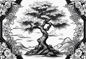 Cherry tree wrapped around a cross tattoo idea