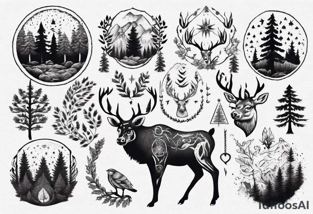 Nordic, forest, living in present, muscular tattoo idea