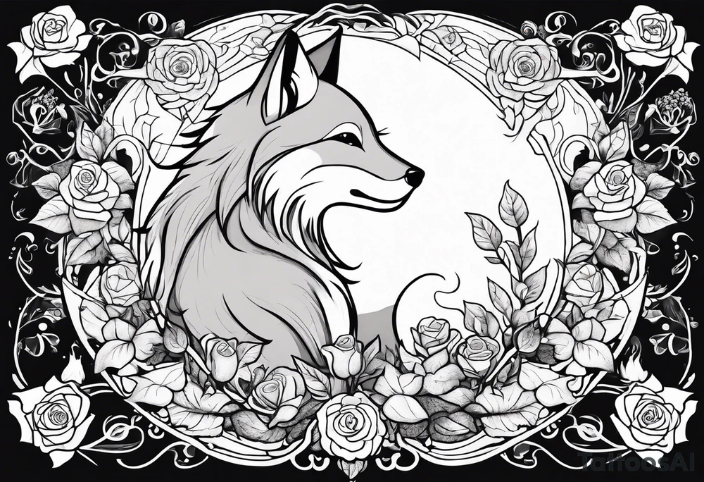 Little prince with fox on his planet with rose tattoo idea