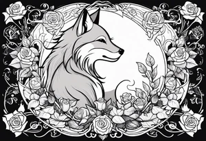 Little prince with fox on his planet with rose tattoo idea