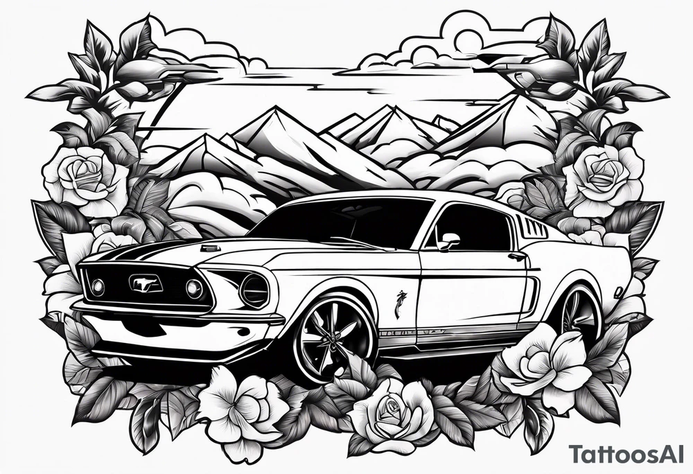 Muscle mustang car
Flowers
Coverup
Airplanes 
Sky tattoo idea