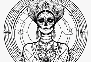 High priestess as a skeleton tarot card tattoo idea