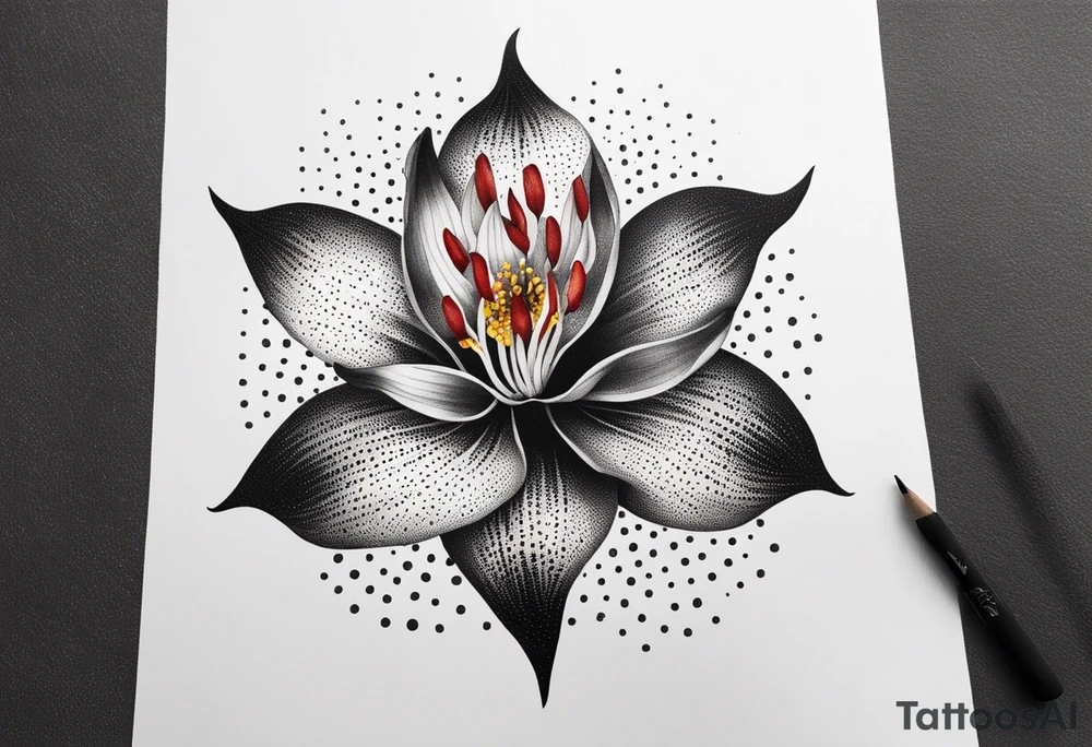 Geometric Fire Lily tattoo idea