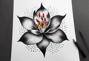 Geometric Fire Lily tattoo idea