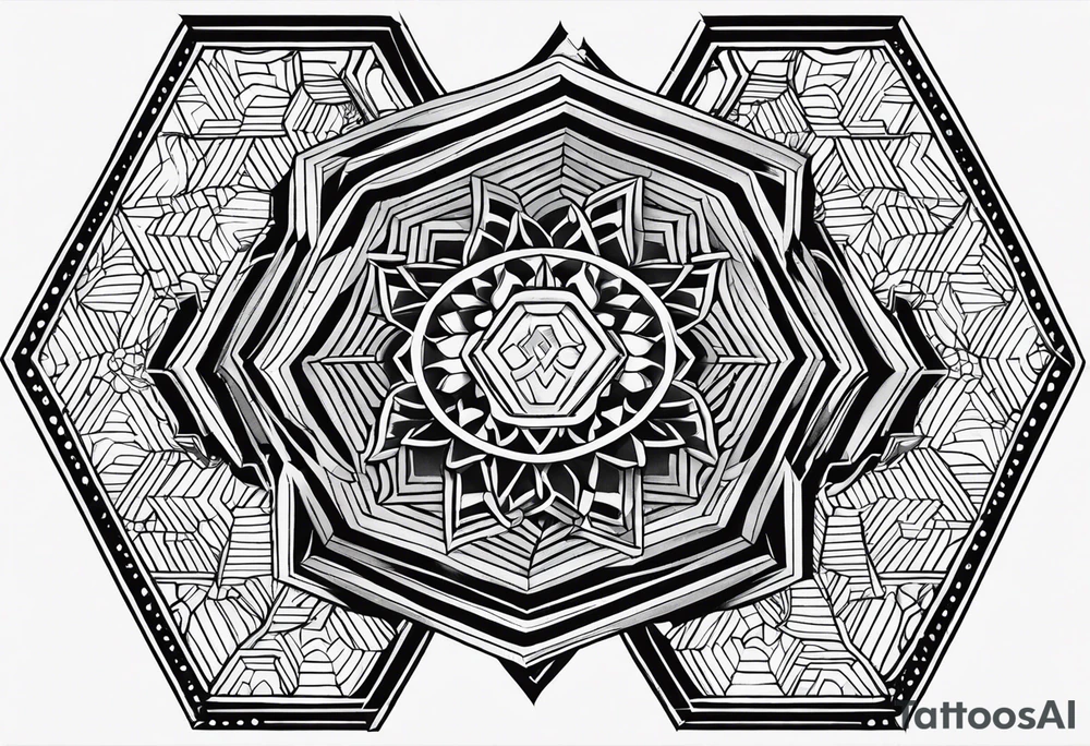 Mandala honeycomb hexagon tattoo idea