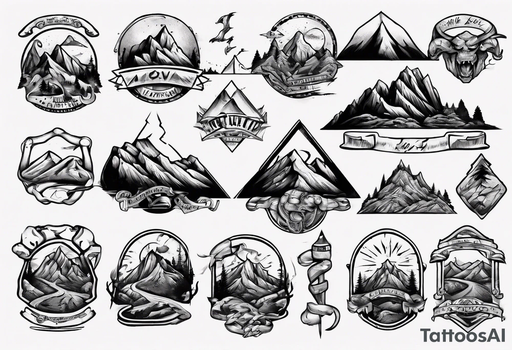 flexing bicep with road cycle and a mountain tattoo idea