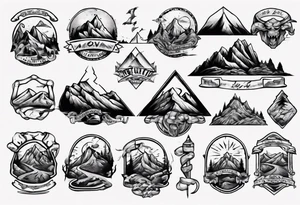 flexing bicep with road cycle and a mountain tattoo idea