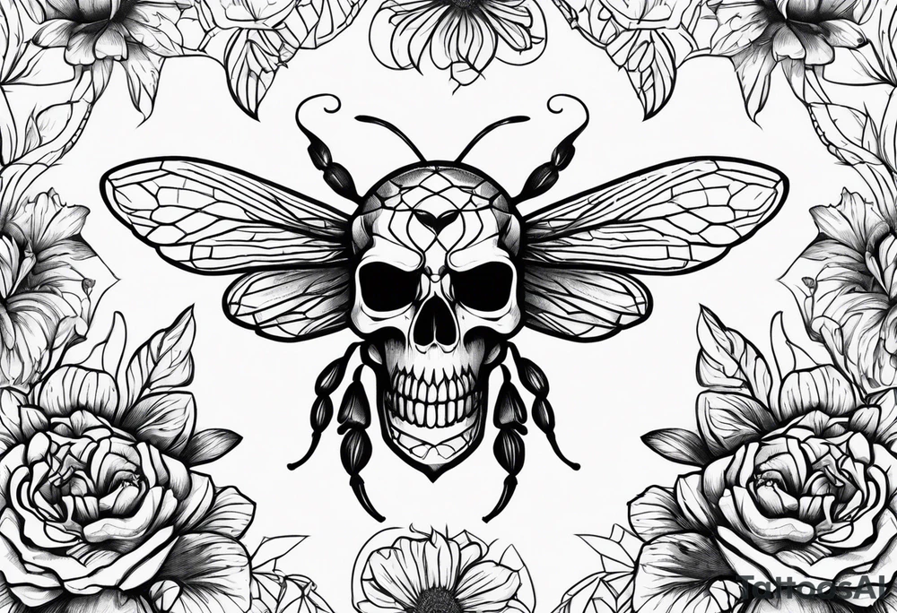 Bees, skull, tattoo idea
