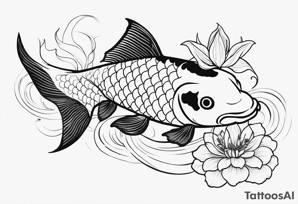 Koi fish with Taurus birth flower in the middle tattoo idea