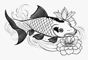 Koi fish with Taurus birth flower in the middle tattoo idea