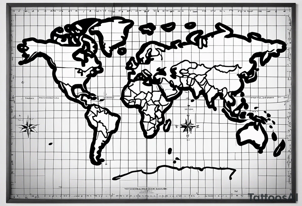 flat map of the word on a grid with a small compass compass tattoo idea flat map of the word on a grid with a small compass compass tattoo idea