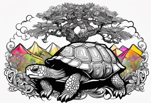 Tortoise with trees tattoo idea