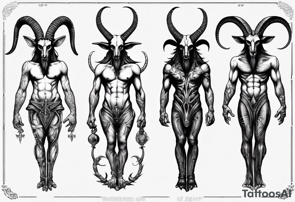 Baphomet standing full body tattoo idea