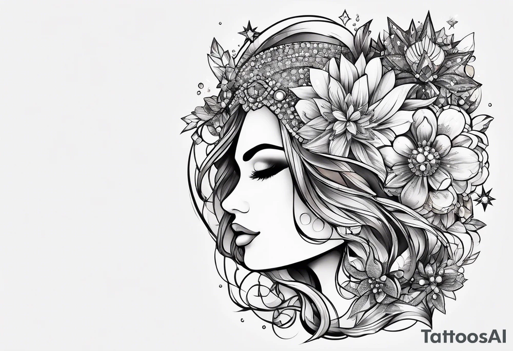 Glitter crystal cluster dreamland tattoo idea