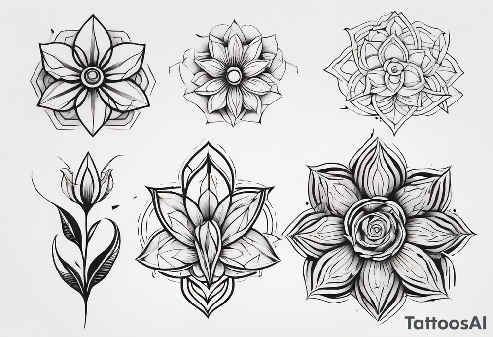 Minimalist Ornemental flower geometric tattoo idea