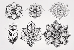 Minimalist Ornemental flower geometric tattoo idea