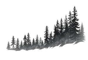Coniferouse forest silhouette with black and gray trees tattoo idea