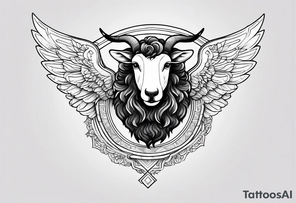 Black sheep with angel wings tattoo idea