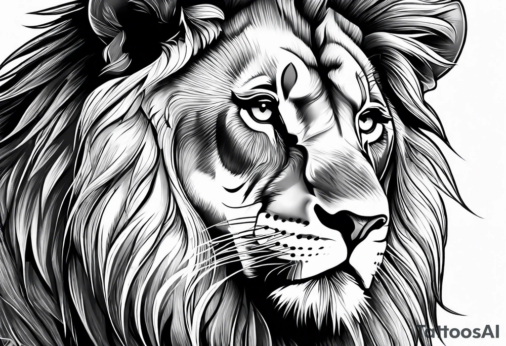 Courageous lion for my shoulder, side profile tattoo idea Courageous lion for my shoulder, side profile tattoo idea
