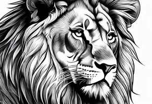 Courageous lion for my shoulder, side profile tattoo idea