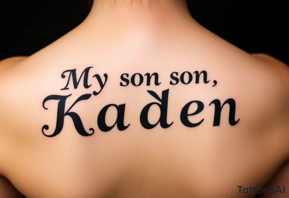 My son Kaden in fancy old English tattoo idea