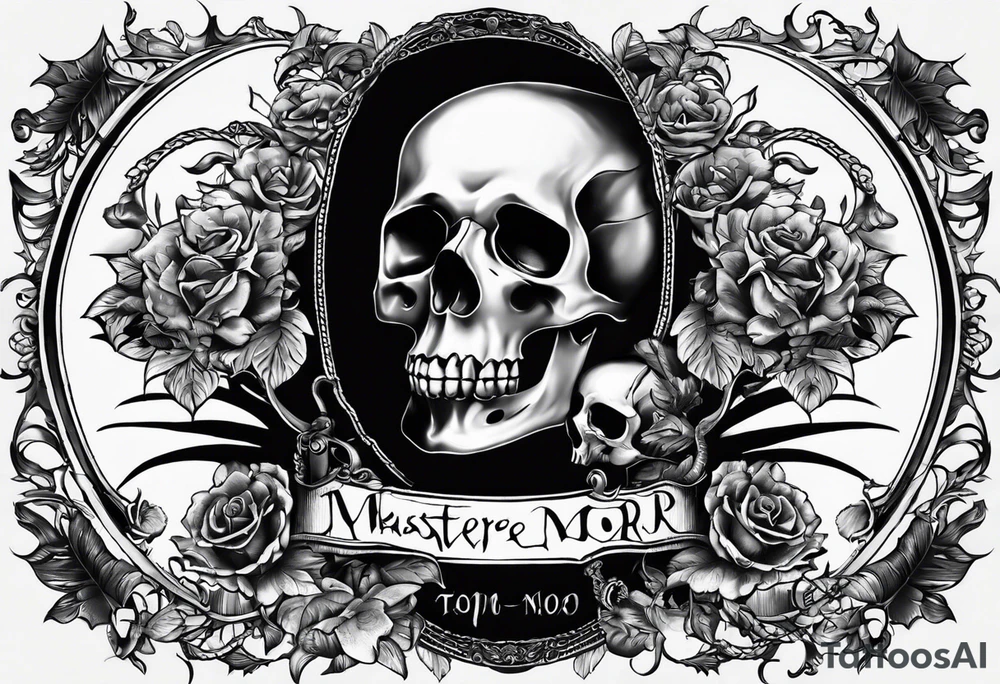 memento mori themed tattoo for my back. Would like the word included plus two hands coming together. One skeleton the other real. would also like a sword/something similar going down my spine tattoo idea