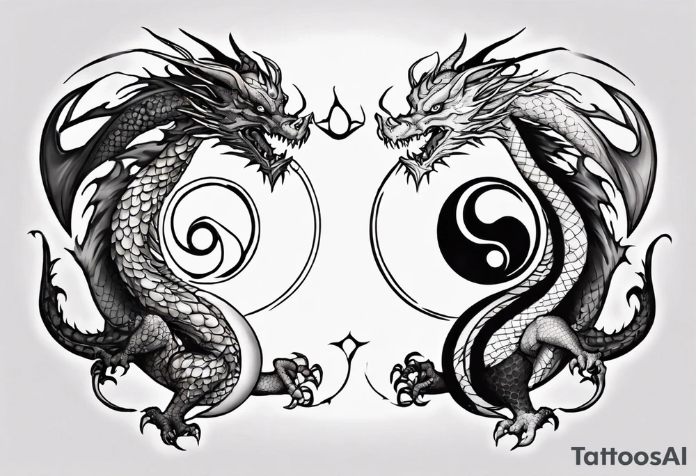 Two Dragons, Yin Yang, Not Symmetrical tattoo idea