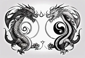 Two Dragons, Yin Yang, Not Symmetrical tattoo idea