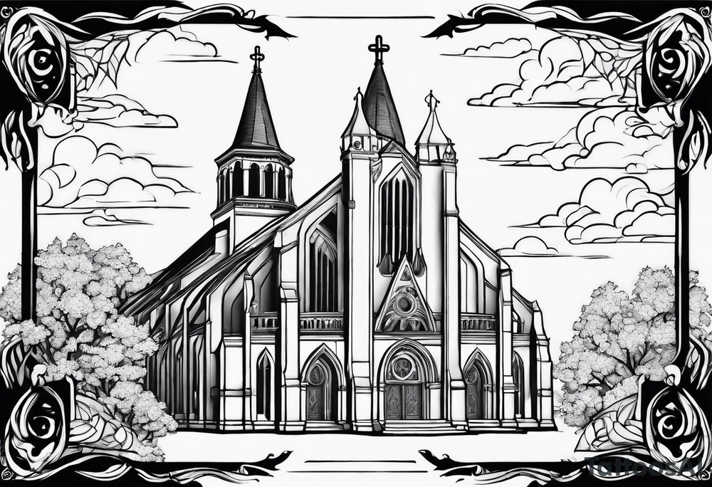 cathedral on fire tattoo idea