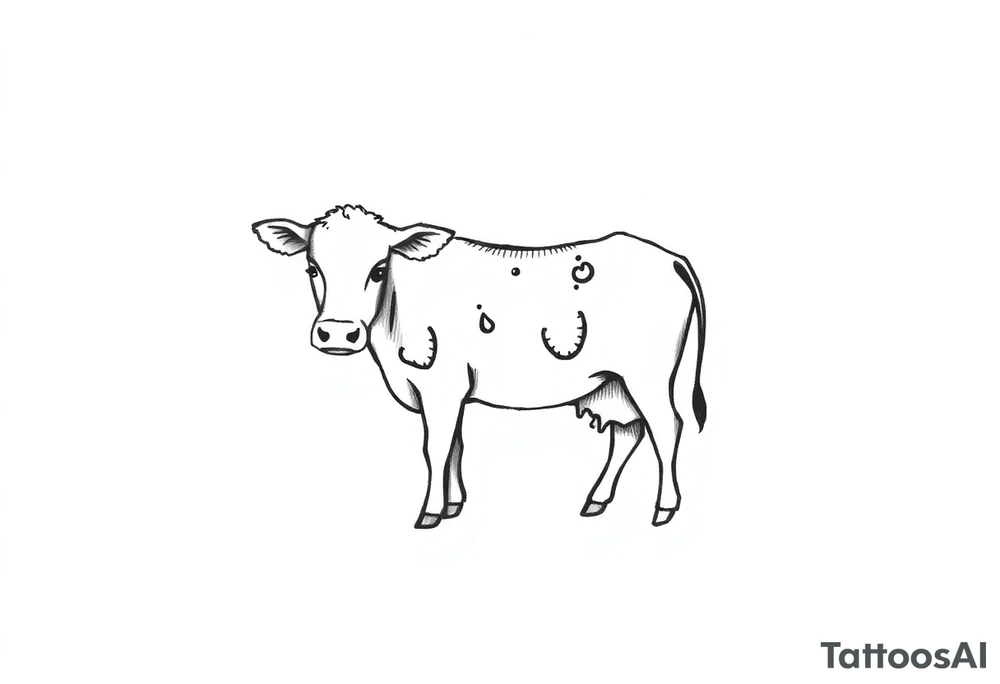 small black and white patched cow tattoo idea