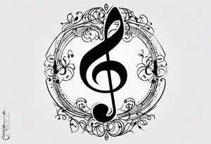 Minimalist line work tattoo, depicting musical
Notes in the shape of letters “R” and “L”. tattoo idea