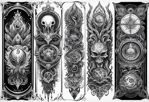 Long tattoo for forearm. Lovecraftian creature, with technological elements. tattoo idea