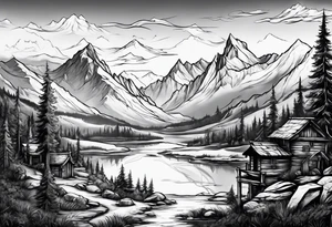 Skyrim mountain landscape tattoo idea
