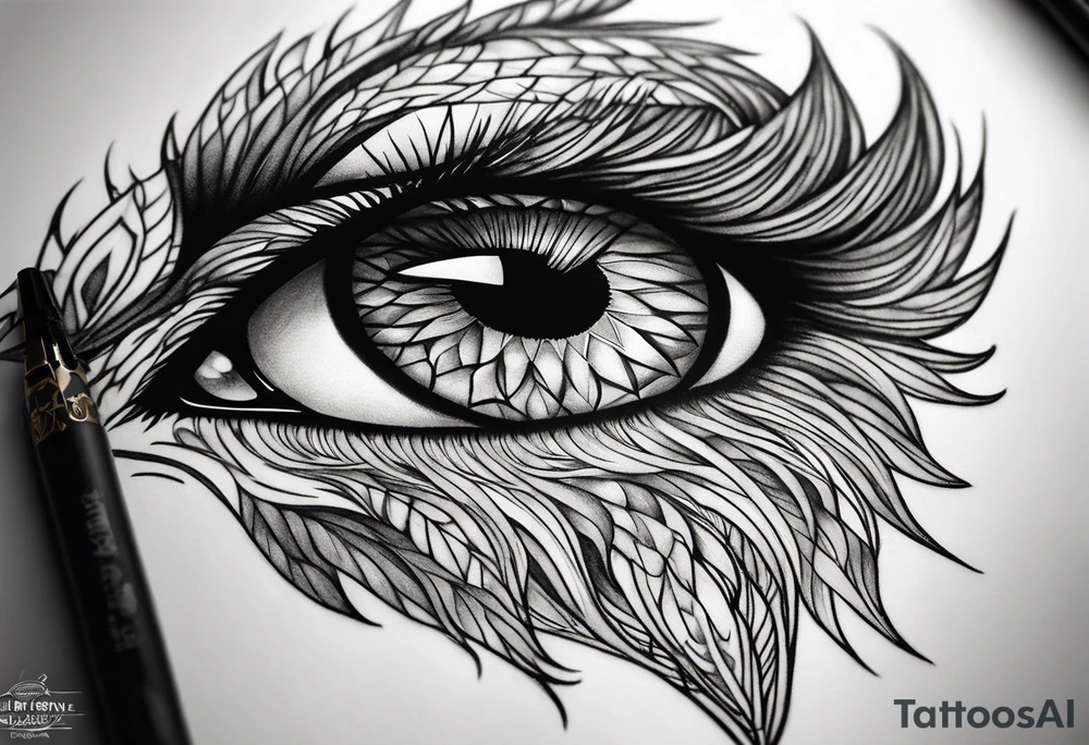 Half Lion eye half wolf eye tattoo idea