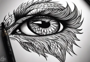 Half Lion eye half wolf eye tattoo idea