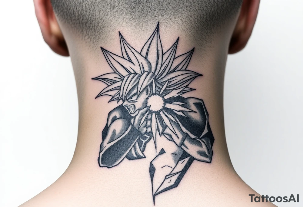 legendary dragonball z scene with energy aura and power effects tattoo idea