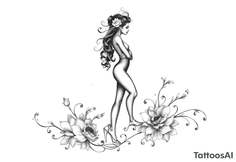 black woman stepping into a stronger, wiser version of yourself tattoo idea