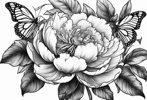 Peony and a butterfly tattoo idea