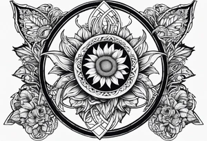Sunflower dragon triquetra seven tattoo idea
