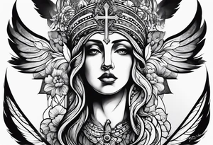 God with a cross also remembering a loved one tattoo idea