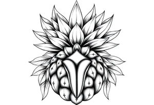Majestic crown pineapple with 
vagina and  anus , tattoo idea
