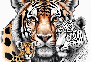 Stuffed animals tiger and giraffe tattoo idea