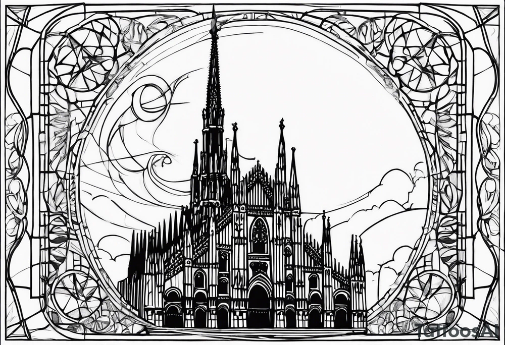 jack skellington on the spire of the Milan cathedral tattoo idea