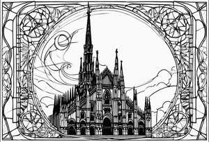 jack skellington on the spire of the Milan cathedral tattoo idea