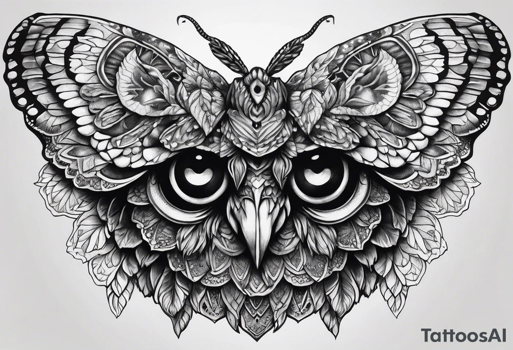Dead head moth with owl eyes tattoo idea