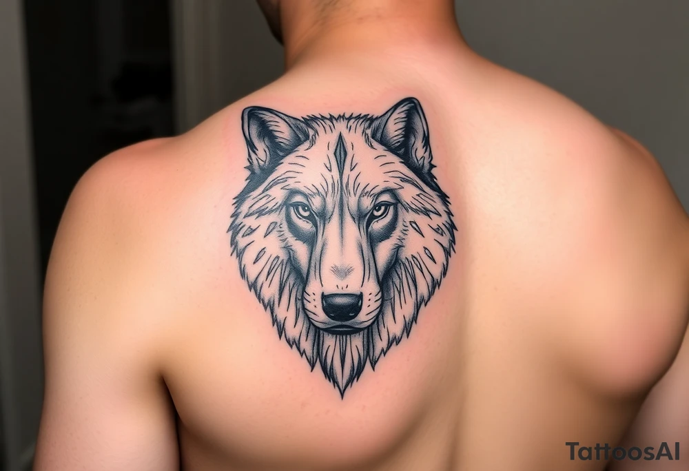 A solitary yet sublime and noble wolf and its progeny the face. for arm tattoo tattoo idea