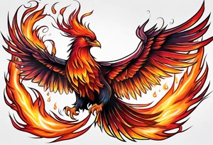 phoenix red on fire tattoo idea