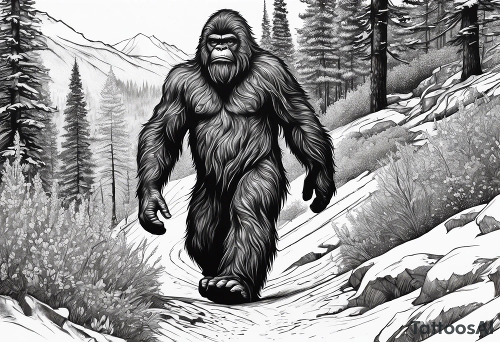 Sasquatch walking tattoo idea