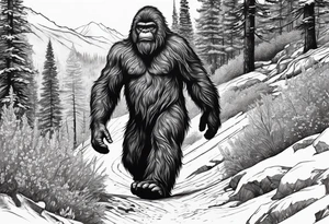 Sasquatch walking tattoo idea