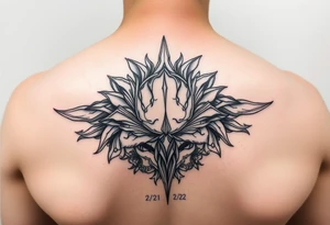 Tattoo design: Abstract representation of rebirth, inner peace, and freedom from addiction. Include dates 2/21 and 2/22 as a personal touch. tattoo idea